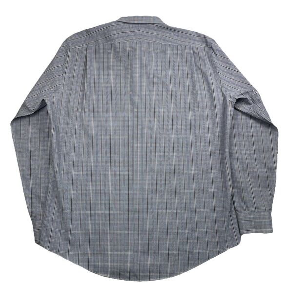 Nordstroms Mens Windowpane Button Up Long Sleeve Dress Shirt Trim Fit Blue-17.5 - Picture 3 of 12